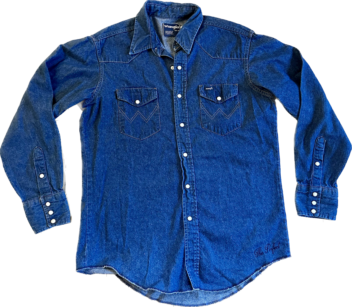 The Perfect Vintage Wrangler Denim Shirt- Dark Wash