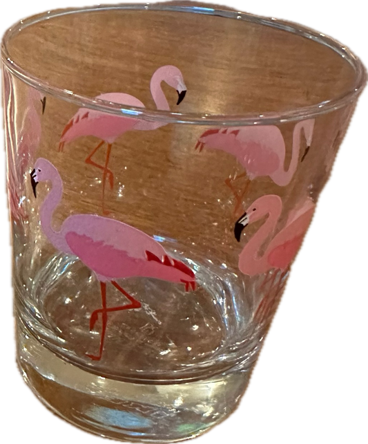 Handpainted Flamingo Lowball Set (Set of 4)