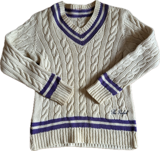 The Perfect Vintage Purple Stripe Tennis Sweater