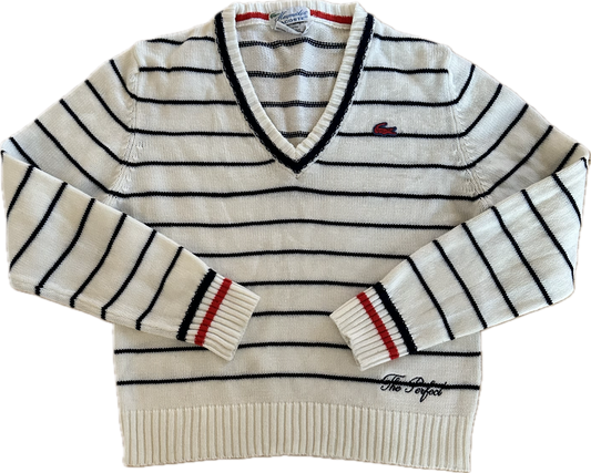 The Perfect Vintage Navy Striped Lacoste Tennis Sweater