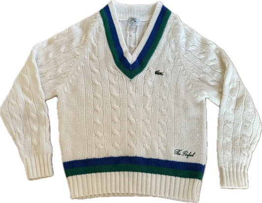 The Perfect Green and Blue Stripe Lacoste Tennis Sweater