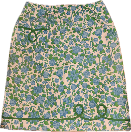 The Perfect Vintage Lily Pulitzer Green Blue Floral Skirt