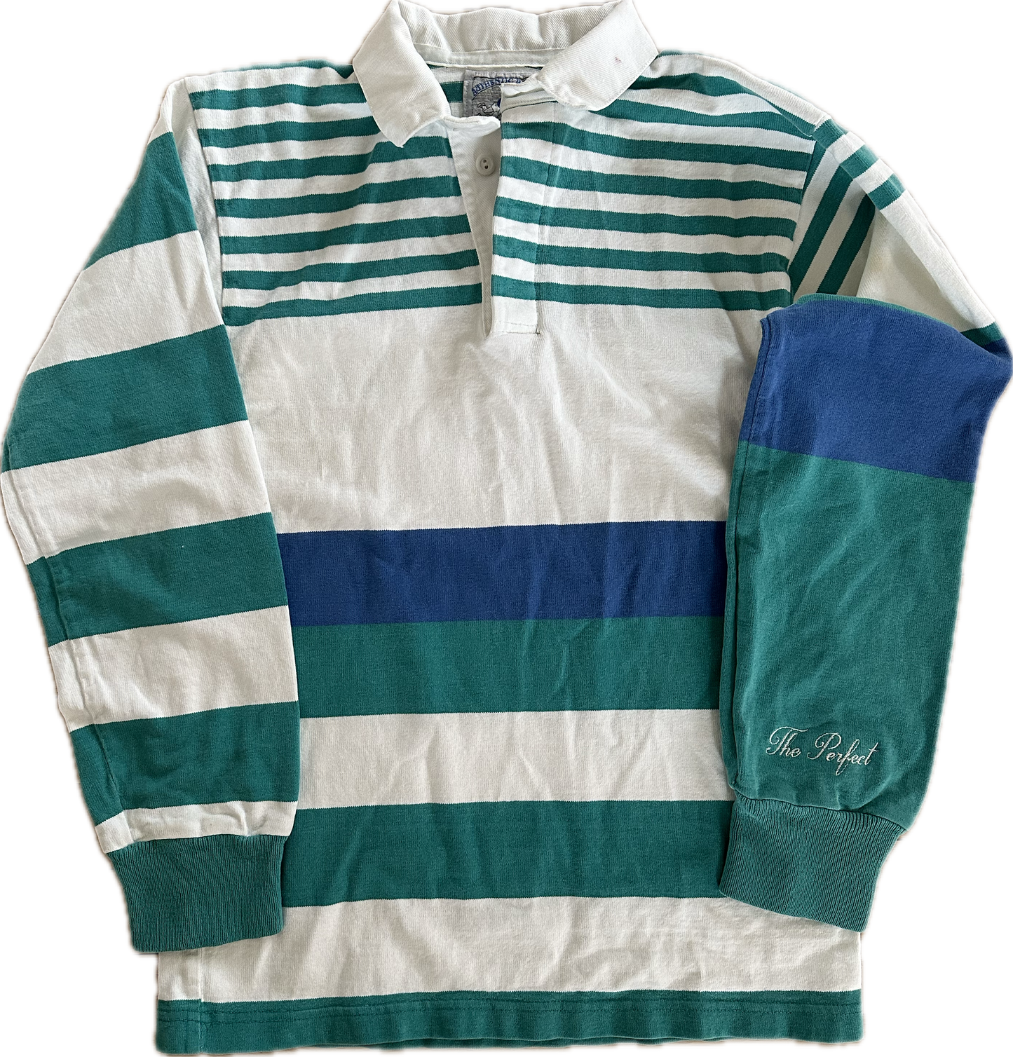 The Perfect Vintage Teal and Cobalt Rugby Shirt